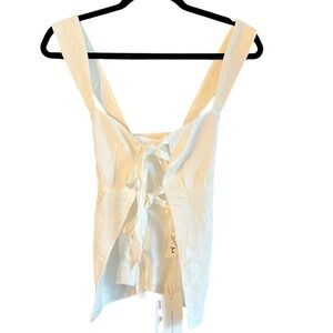 Linen‎ & Cotton Blend White Sleeveless Tie Back Tank Top Women's Size S